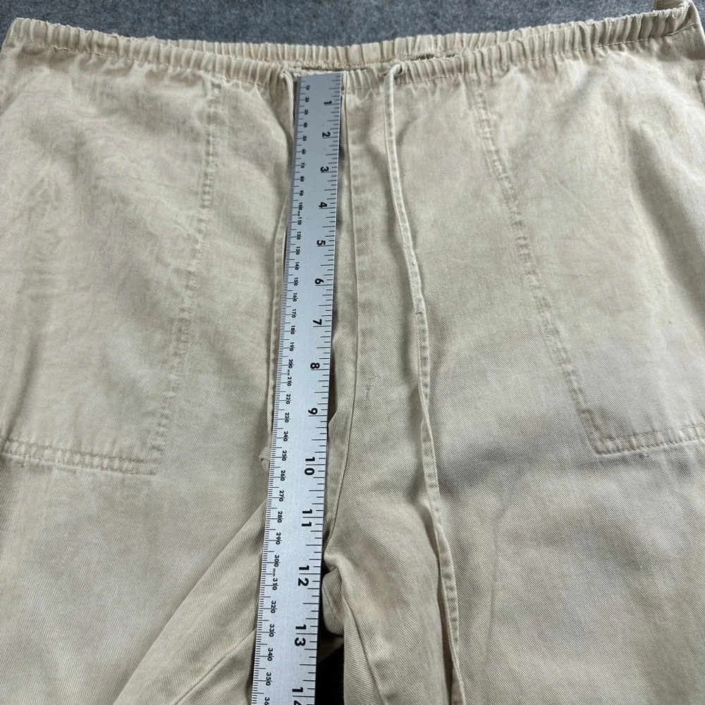 Produce Company Pants Mens Medium Beige Cotton Twill Drawstring Relaxed Utility
